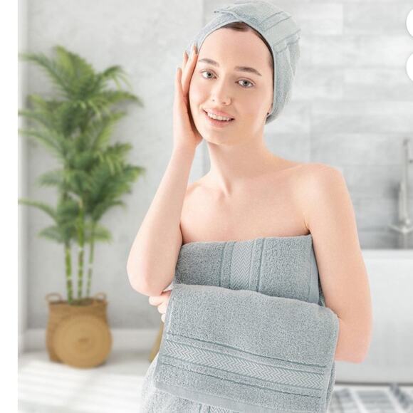 Towels 6 Pack Luxury Towel Set, 600 GSM 100% Ring Spun Cotton Highly Absorbent - Picture 2 of 5